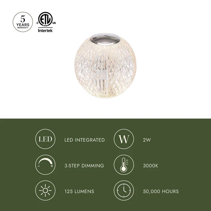 Lampe de table Marni rechargeable 3 po